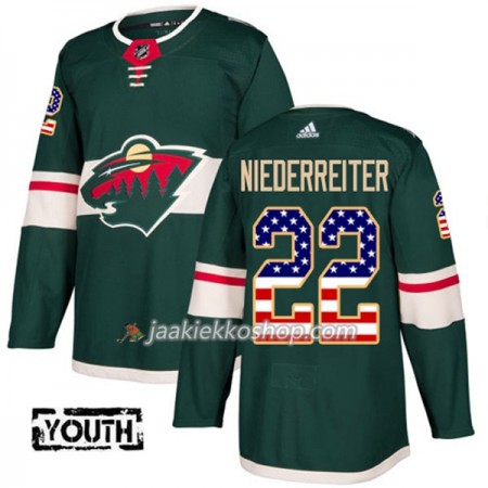Lapsille NHL Minnesota Wild Pelipaita Nino Niederreiter 22 Adidas 2017-2018 Vihreä USA Flag Fashion Authentic